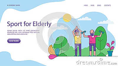 Eldery sport people, active senior vector illustration site. Activity lifestyle, enhances health and wellness. Elderly Vector Illustration