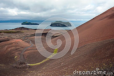 Eldfell volcano on Heimaey island Stock Photo