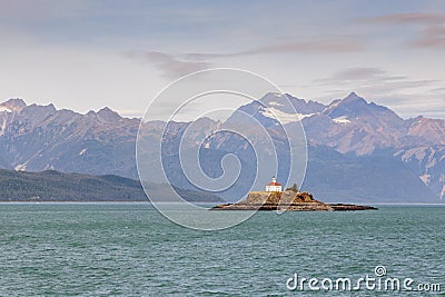 Eldred rock Lightouse built in 1905 on the Sullivan Island, Lynn canal . Stock Photo