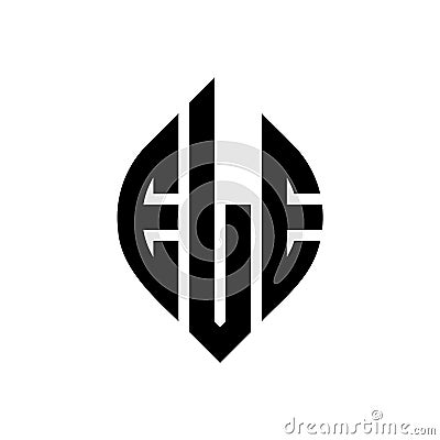 ELE circle letter logo design with circle and ellipse shape. ELE ellipse letters with typographic style. The three initials form a Vector Illustration