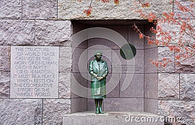 Eleanor Roosevelt Statue, FDR Memorial in Washington, D.C. Editorial Stock Photo