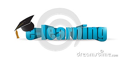 Elearning graduation hat illustration Cartoon Illustration