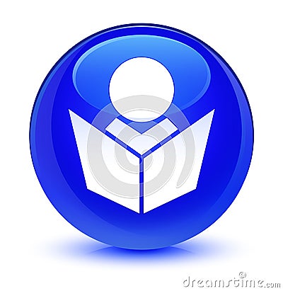 Elearning icon glassy blue round button Cartoon Illustration