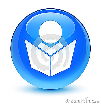 Elearning icon glassy cyan blue round button Cartoon Illustration