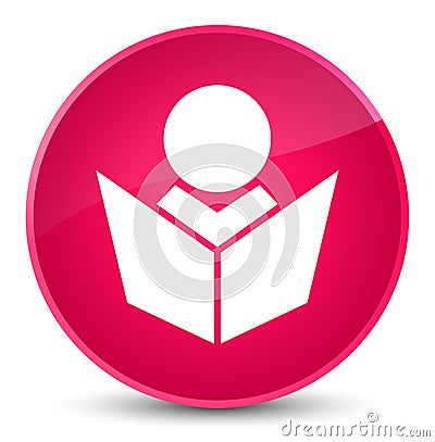 Elearning icon elegant pink round button Cartoon Illustration