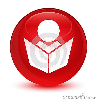 Elearning icon glassy red round button Cartoon Illustration