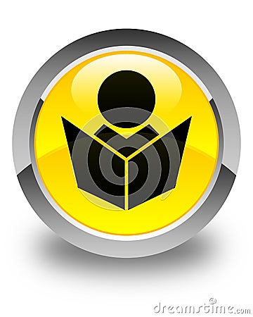 Elearning icon glossy yellow round button Cartoon Illustration