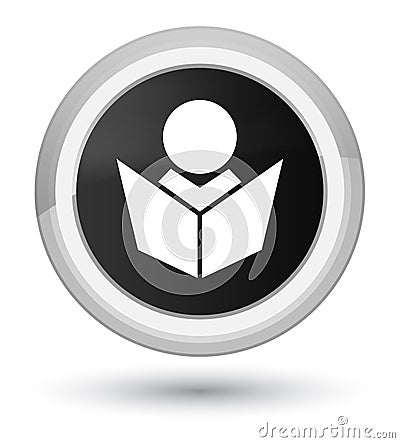 Elearning icon prime black round button Cartoon Illustration