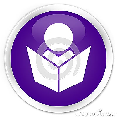 Elearning icon premium purple round button Cartoon Illustration