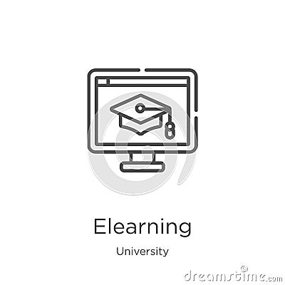 elearning icon vector from university collection. Thin line elearning outline icon vector illustration. Outline, thin line Vector Illustration