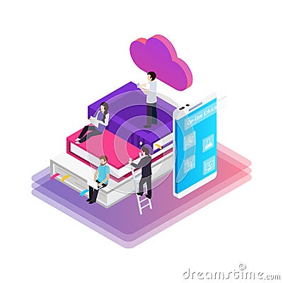 Elearning Isometric Concept Vector Illustration