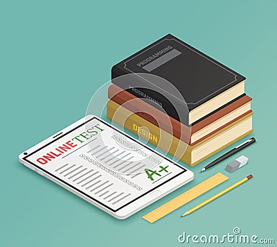 Elearning Isometric Design Concept Vector Illustration