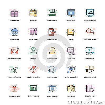 Elearning Vector Icons Pack Stock Photo