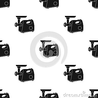 Electical meat grinder icon in black style isolated on white background. Kitchen pattern stock vector illustration. Vector Illustration