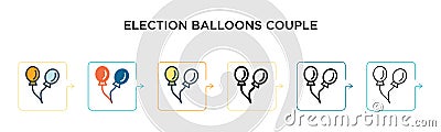 Election balloons couple vector icon in 6 different modern styles. Black, two colored election balloons couple icons designed in Vector Illustration