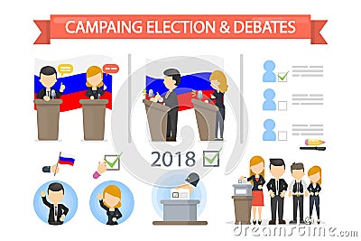 Election campaign and debates. Vector Illustration