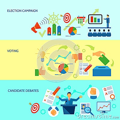 Election Campaign Process Banner Vector Illustration