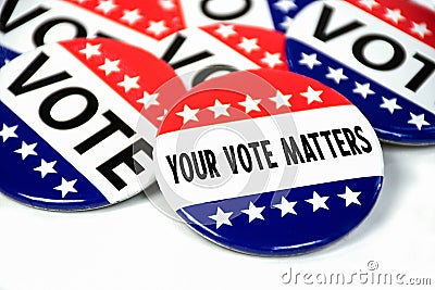 Election campaign vote pin collection Stock Photo