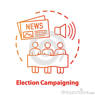 Election concept icon. Election campaigning idea thin line illustration. Political presidential race, propaganda Vector Illustration