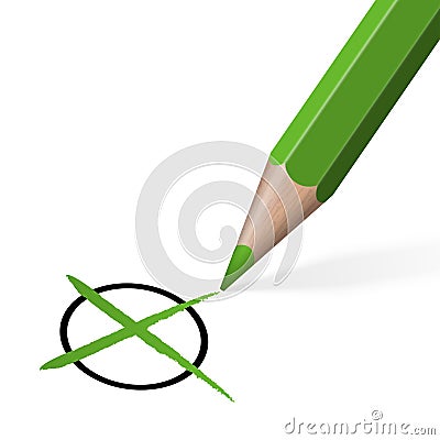 Election cross / check with colored pencil Vector Illustration