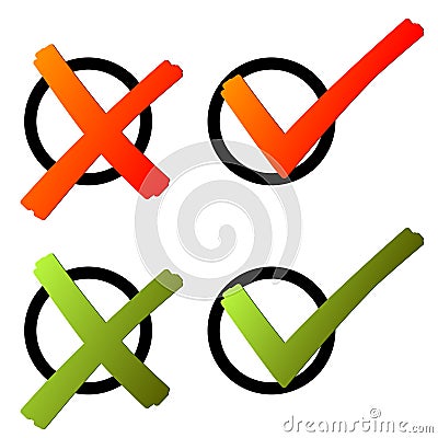 Election - cross and hook green / red Vector Illustration