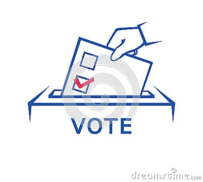 Election day, hand holding ballot form Vector Illustration