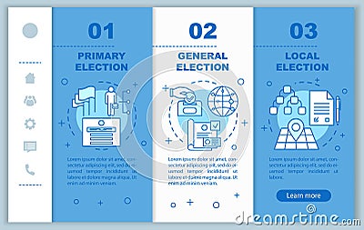 Election day onboarding mobile web pages vector template. Political figures.Responsive smartphone website interface idea Vector Illustration