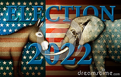 Election 2022 Donkey and Elephant Stock Photo