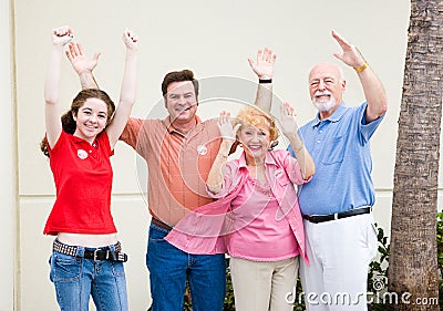 Election - Enthusiastic Voters Stock Photo