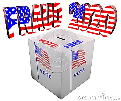 Election fraud 2020 ballot box vote here on white bg Cartoon Illustration