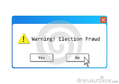 An ELECTION FRAUD text illustration about those who don`t believe the alleged election controversy regarding computer systems and Cartoon Illustration