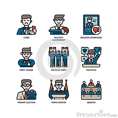 Election icons set Vector Illustration