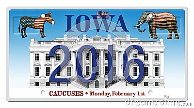 2016 Election License Plate Cartoon Illustration