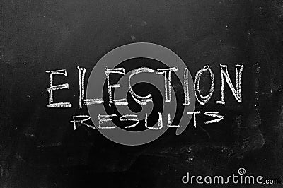 Election Results Handwritten on Blackboard Stock Photo