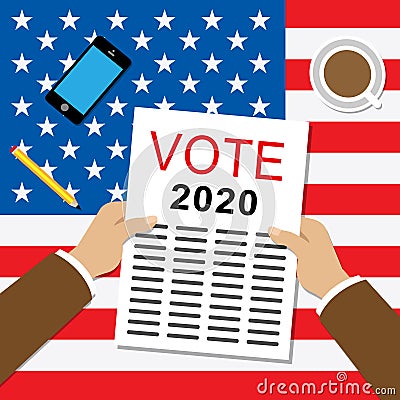 2020 Election Usa Newsletter Presidential Vote For Candidates - 2d Illustration Stock Photo