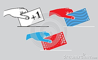America Election Voters Hand Casting Vote Illustration Vector Illustration