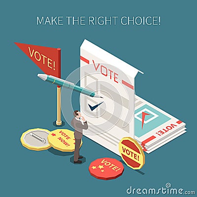 Election Voting Isometric Poster Vector Illustration