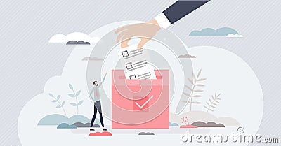 Election and voting with citizens choice in referendum tiny person concept Vector Illustration