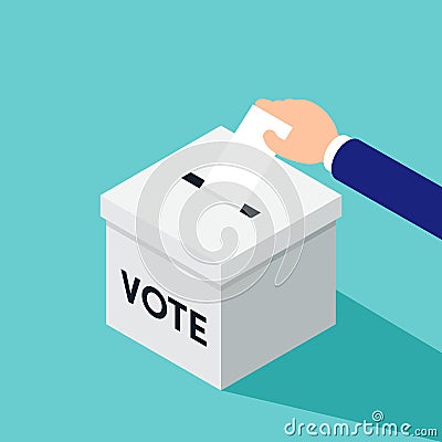 Election and voting concept. Businessman putting a ballot in a ballot box Cartoon Illustration