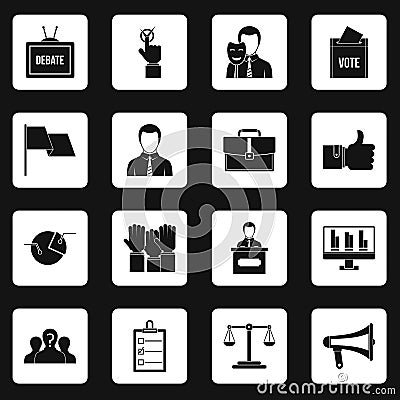Election voting icons set squares vector Vector Illustration