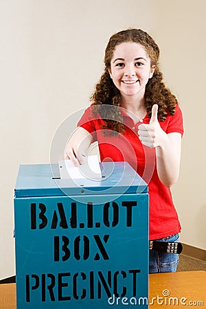 Election - Young Voter Thumbsup Stock Photo