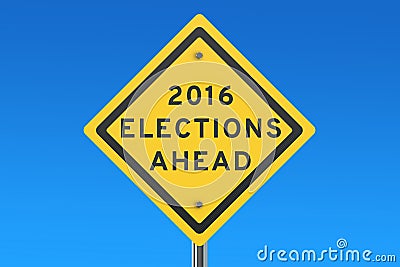 Elections 2016 ahead road sign Stock Photo