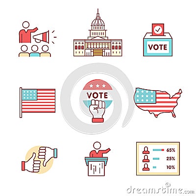 Elections, campaign and voting signs set Vector Illustration