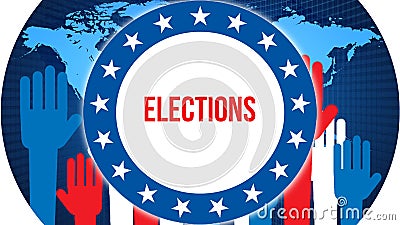 Elections election on a World background, 3D rendering. World country map as political background concept. Voting, Freedom Stock Photo