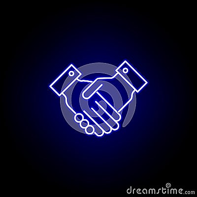 Elections handshake icon in neon style. Signs and symbols can be used for web, logo, mobile app, UI, UX Stock Photo