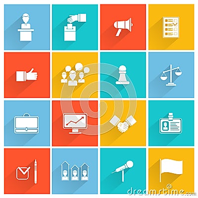 Elections icons white set Vector Illustration