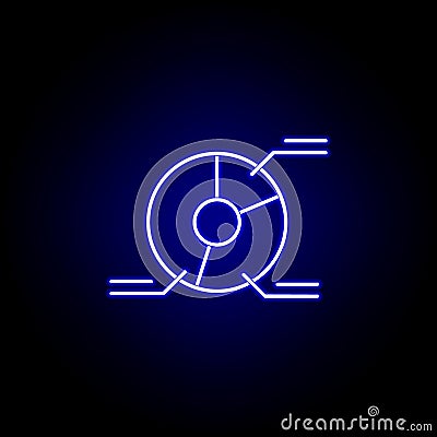 Elections pie chart icon in neon style. Signs and symbols can be used for web, logo, mobile app, UI, UX Stock Photo