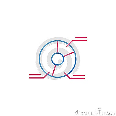 Elections, pie chart outline colored icon. Can be used for web, logo, mobile app, UI, UX Vector Illustration