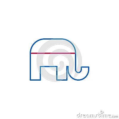 Elections, republican party outline colored icon. Can be used for web, logo, mobile app, UI, UX Vector Illustration