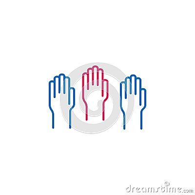 Elections, statistics, hands outline colored icon. Can be used for web, logo, mobile app, UI, UX Vector Illustration